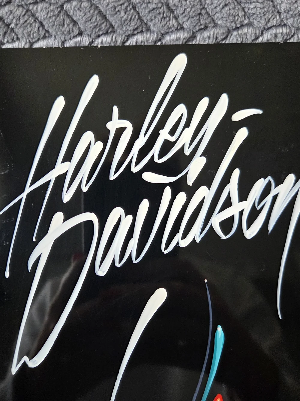 Harley Davidson Hand Painted Pinstripe Art Sign Custom ACM Panel Wall Decor